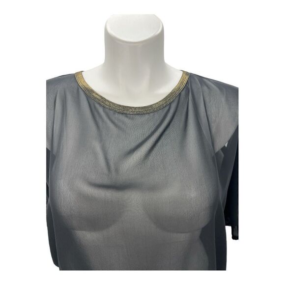 BKE black chiffon cold shoulder V back top - Picture 2 of 6